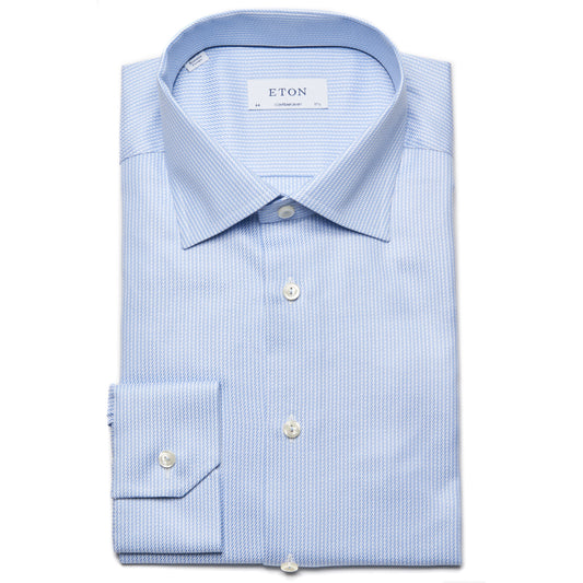 Eton Striped Signature Twill Sport Shirt in Light Blue