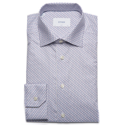 Eton Parrot Print Signature Twill in Light Purple – Slim Fit