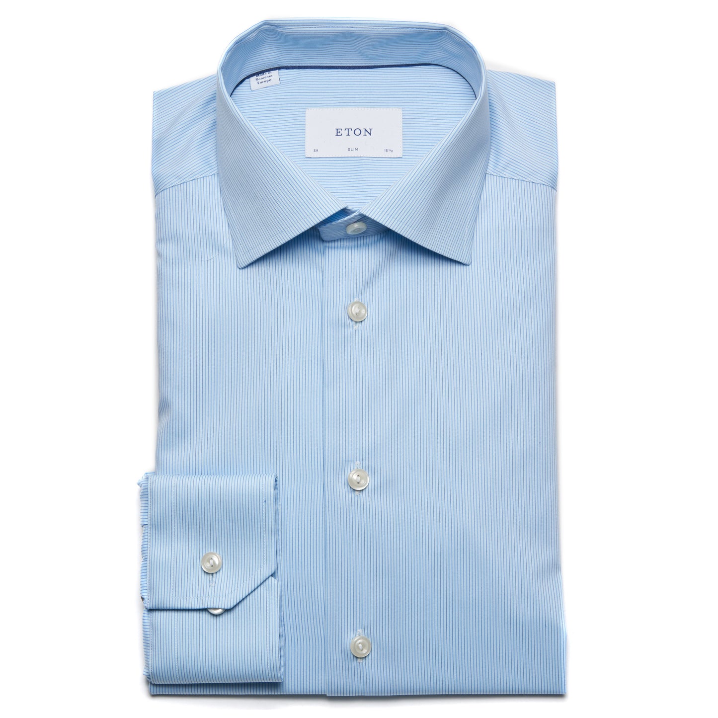 Eton Fine Stripe Signature Twill Shirt in Light Blue - Slim Fit