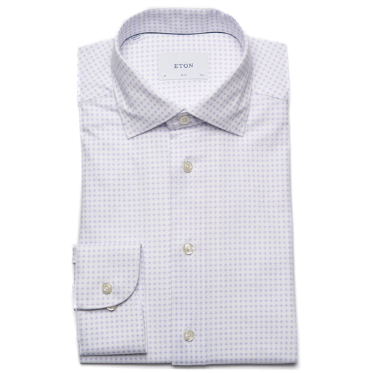 Eton Geometric Cotton Four-way Stretch Shirt in Light Purple – Slim Fit