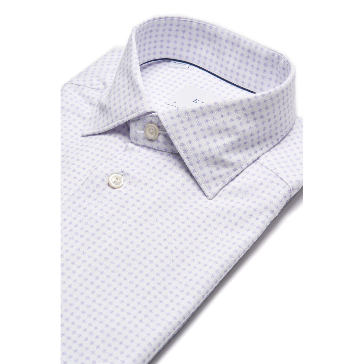 Eton Geometric Cotton Four-way Stretch Shirt in Light Purple – Slim Fit