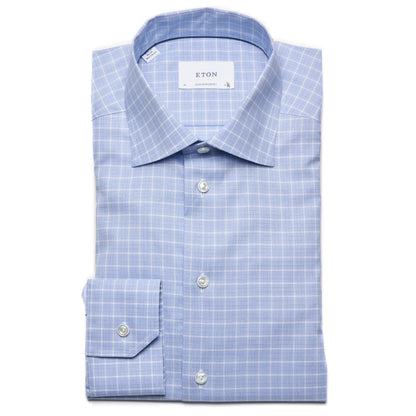 Eton Check Shirt in Light Blue – Contemporary Fit