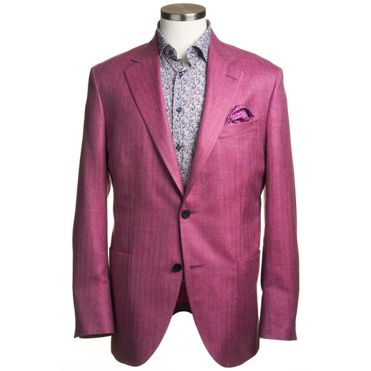 Uomo Sport Coat in Wool, Silk, and Linen – Raspberry