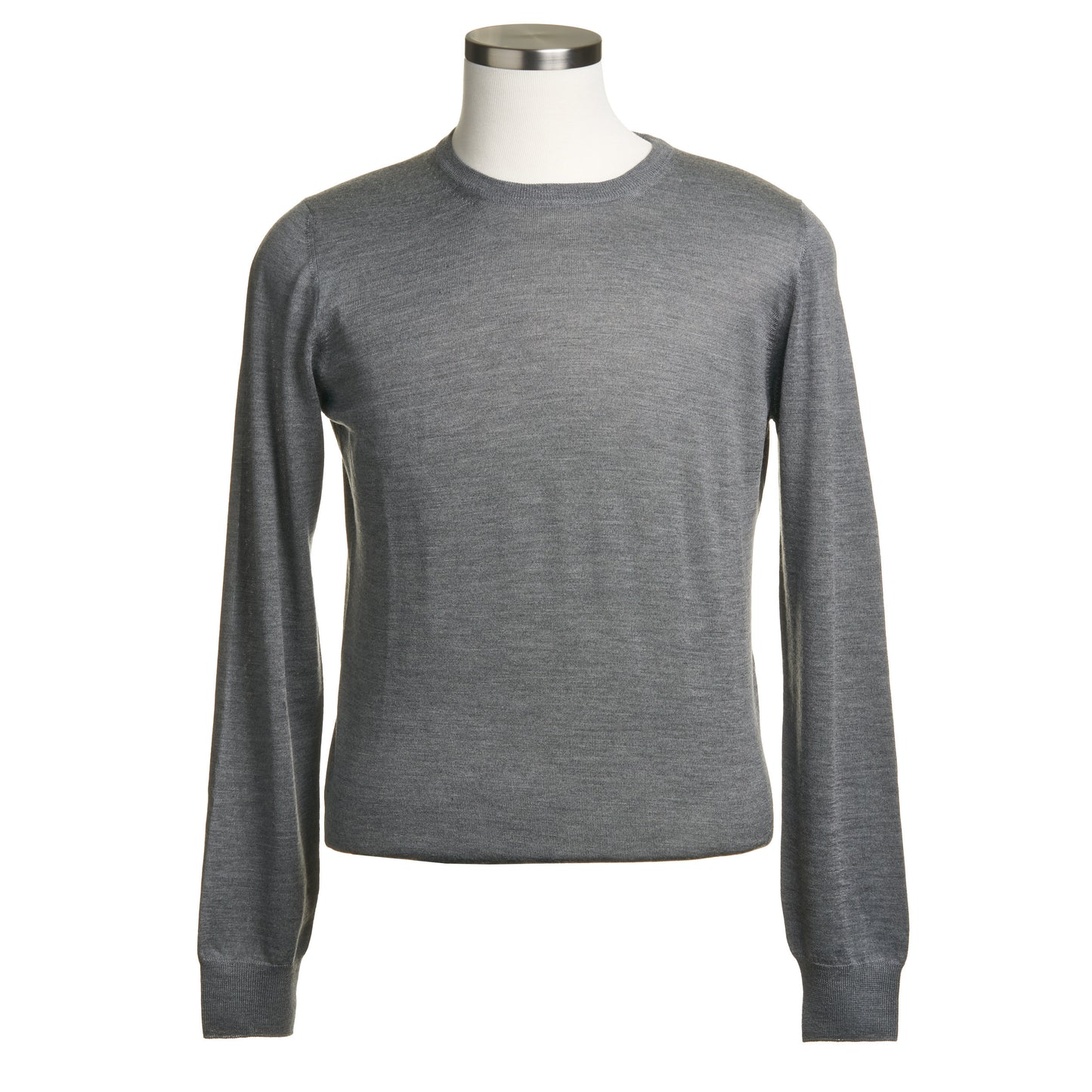 Gran Sasso Silk and Merino Wool Crew Neck Sweater in Light Gray