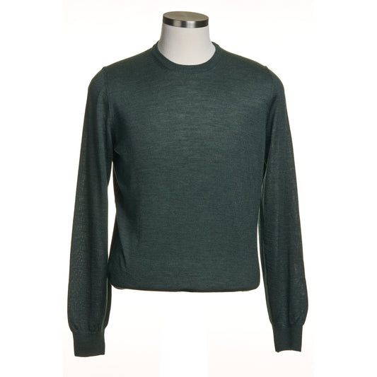 Gran Sasso Silk and Merino Wool Crew Neck Sweater in Green