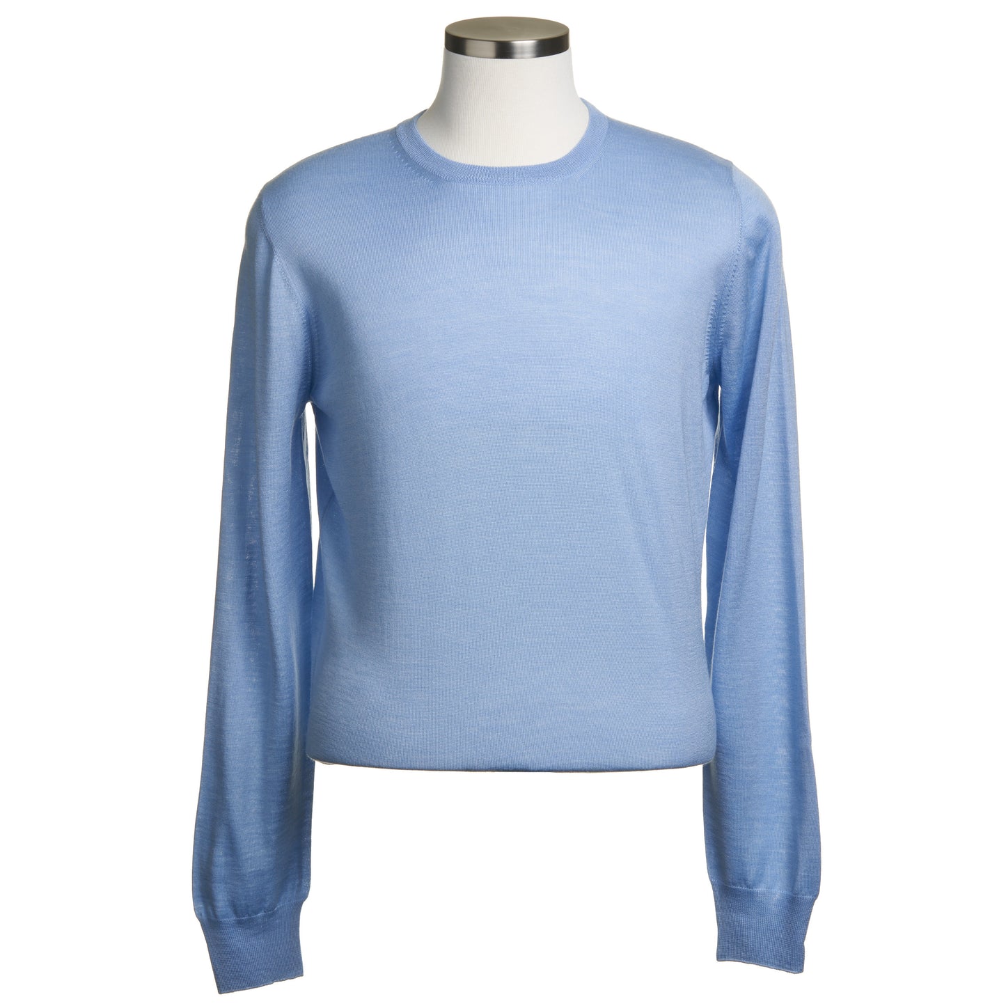 Gran Sasso Silk and Merino Wool Crew Neck Sweater in Light Blue