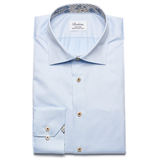 Stenströms Fitted Body Sport Shirt with Contrast - Light Blue