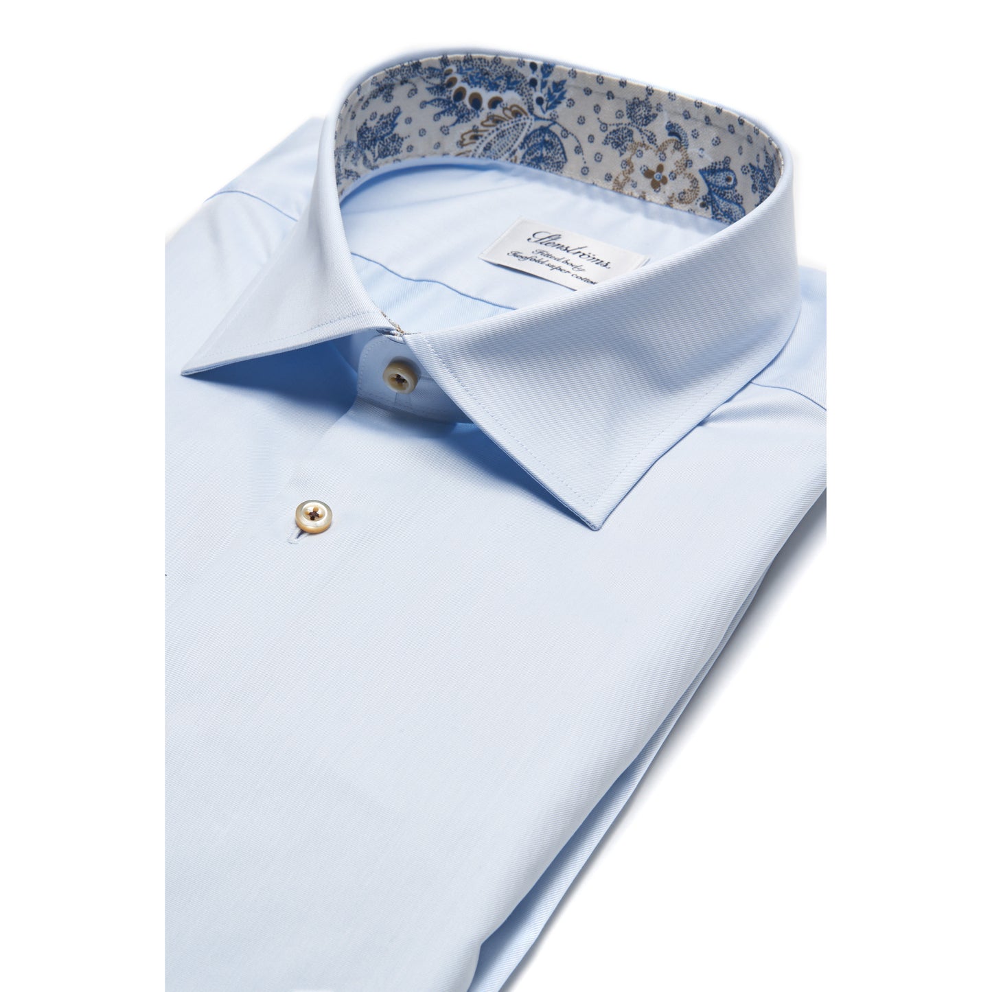 Stenströms Fitted Body Sport Shirt with Contrast - Light Blue