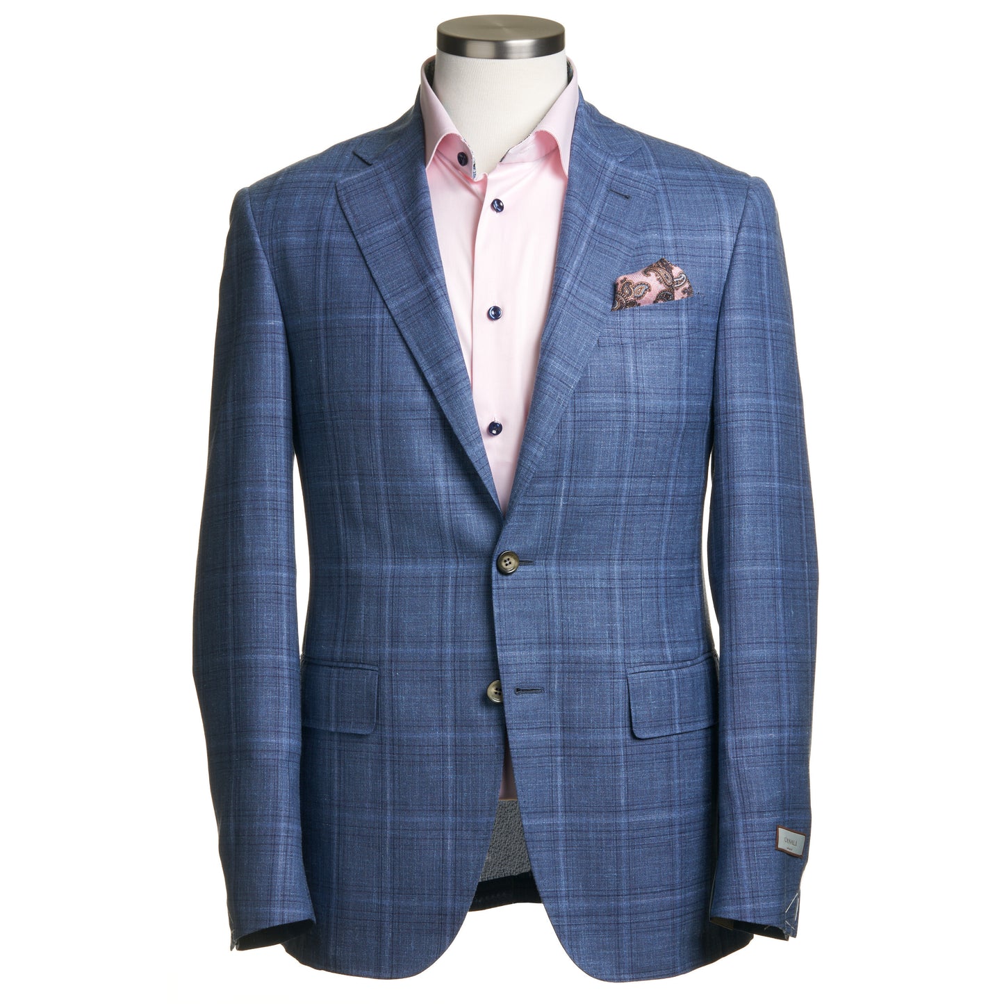 Canali Kei Model Sport Coat in Wool Silk & Linen-Mid Blue