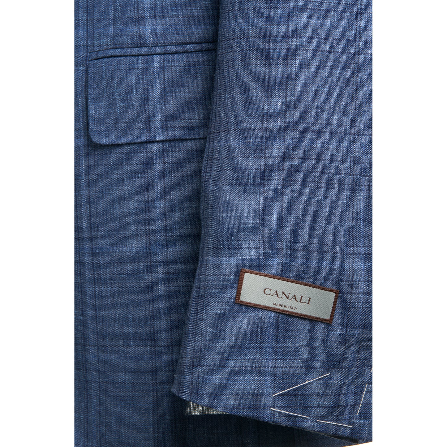 Canali Kei Model Sport Coat in Wool Silk & Linen-Mid Blue