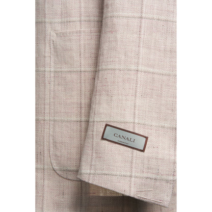 Canali Kei Model Sport Coat in Wool & Linen Light Pink