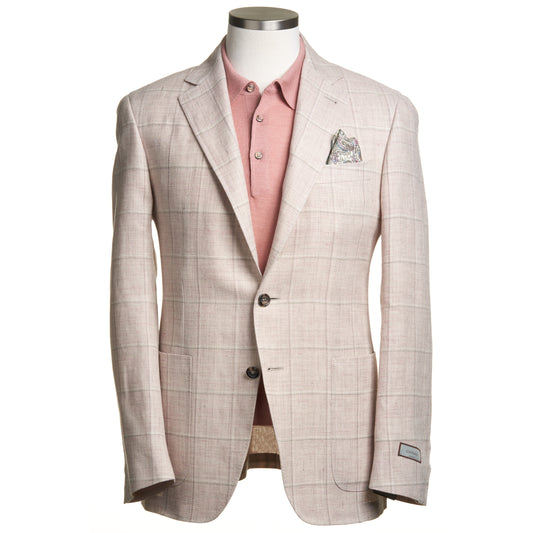 Canali Kei Model Sport Coat in Wool & Linen Light Pink