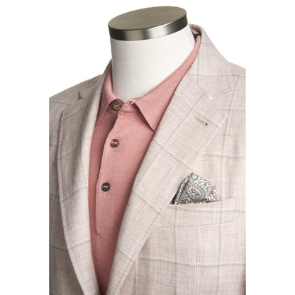 Canali Kei Model Sport Coat in Wool & Linen Light Pink