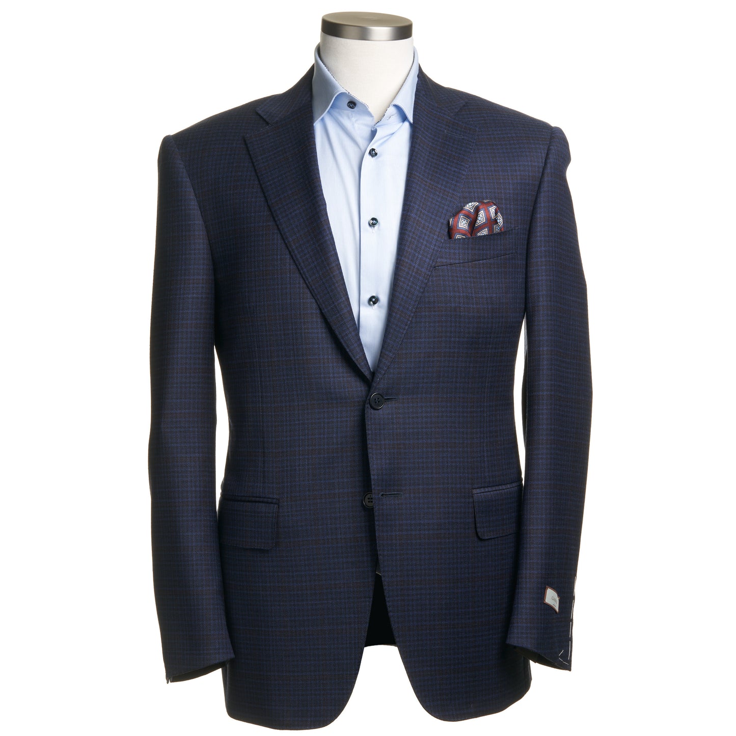 Canali Siena Model Light Wool check Sport Coat in  - Dark Blue