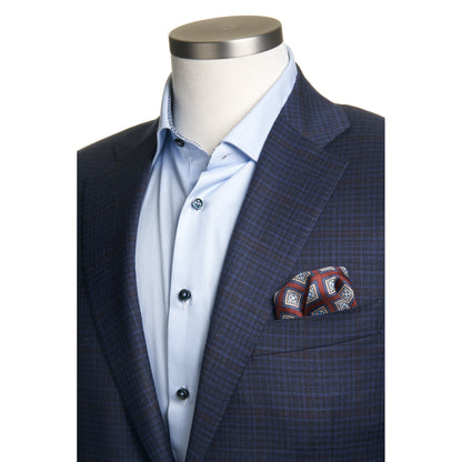 Canali Siena Model Light Wool check Sport Coat in  - Dark Blue