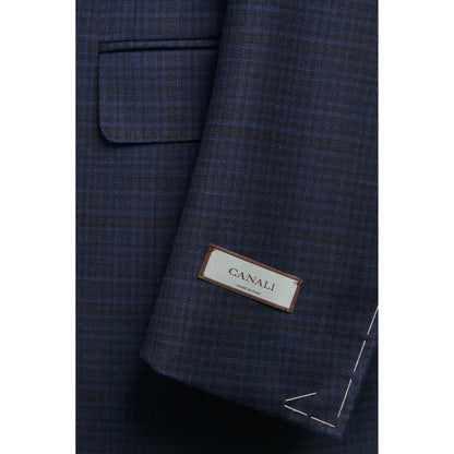 Canali Siena Model Light Wool check Sport Coat in  - Dark Blue