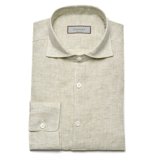 Canali Linen Sport Shirt in Pistachio