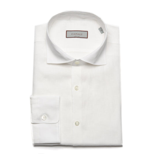 Canali Linen Sport Shirt in White