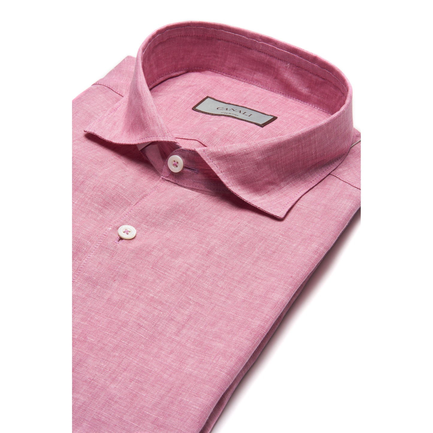 Canali Linen Sport Shirt in Rose