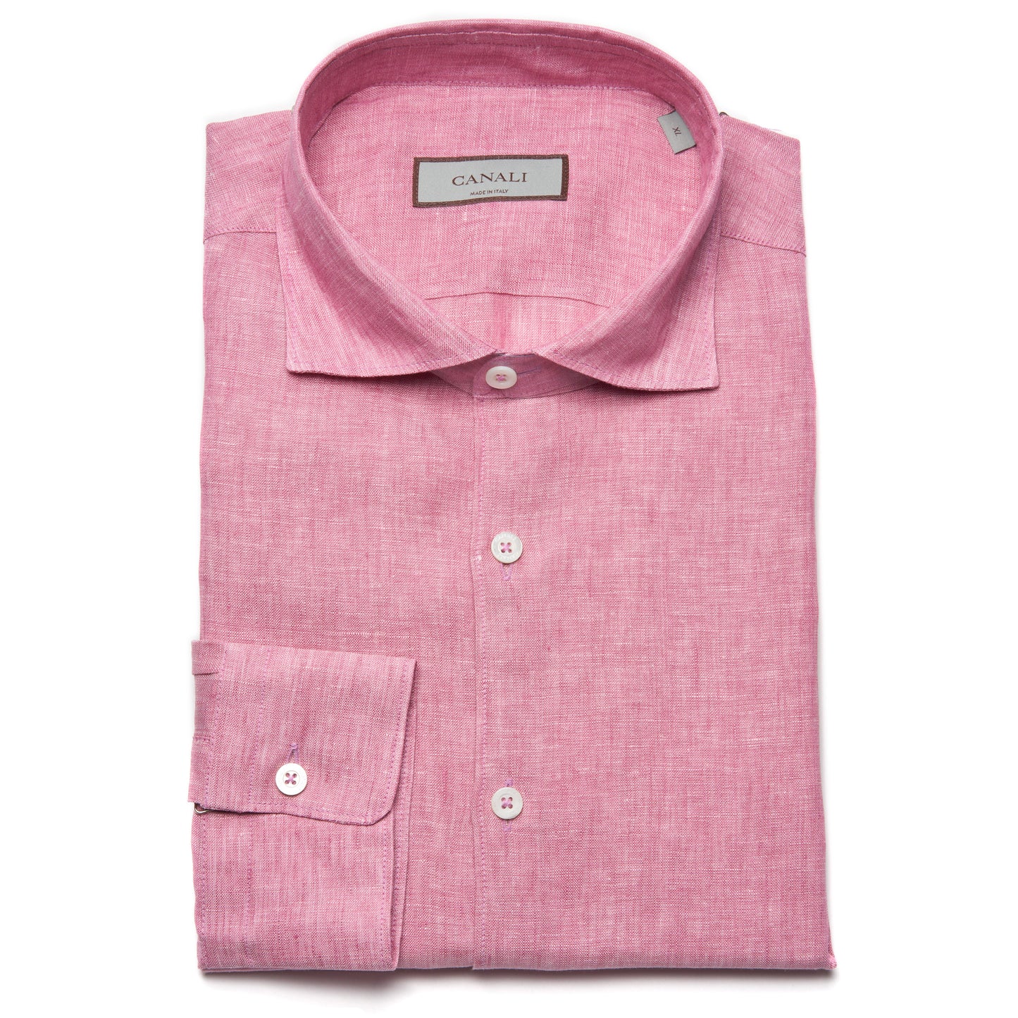 Canali Linen Sport Shirt in Rose