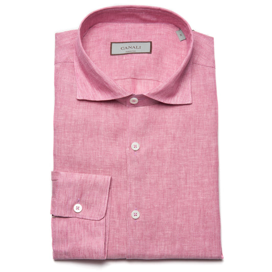 Canali Linen Sport Shirt in Rose