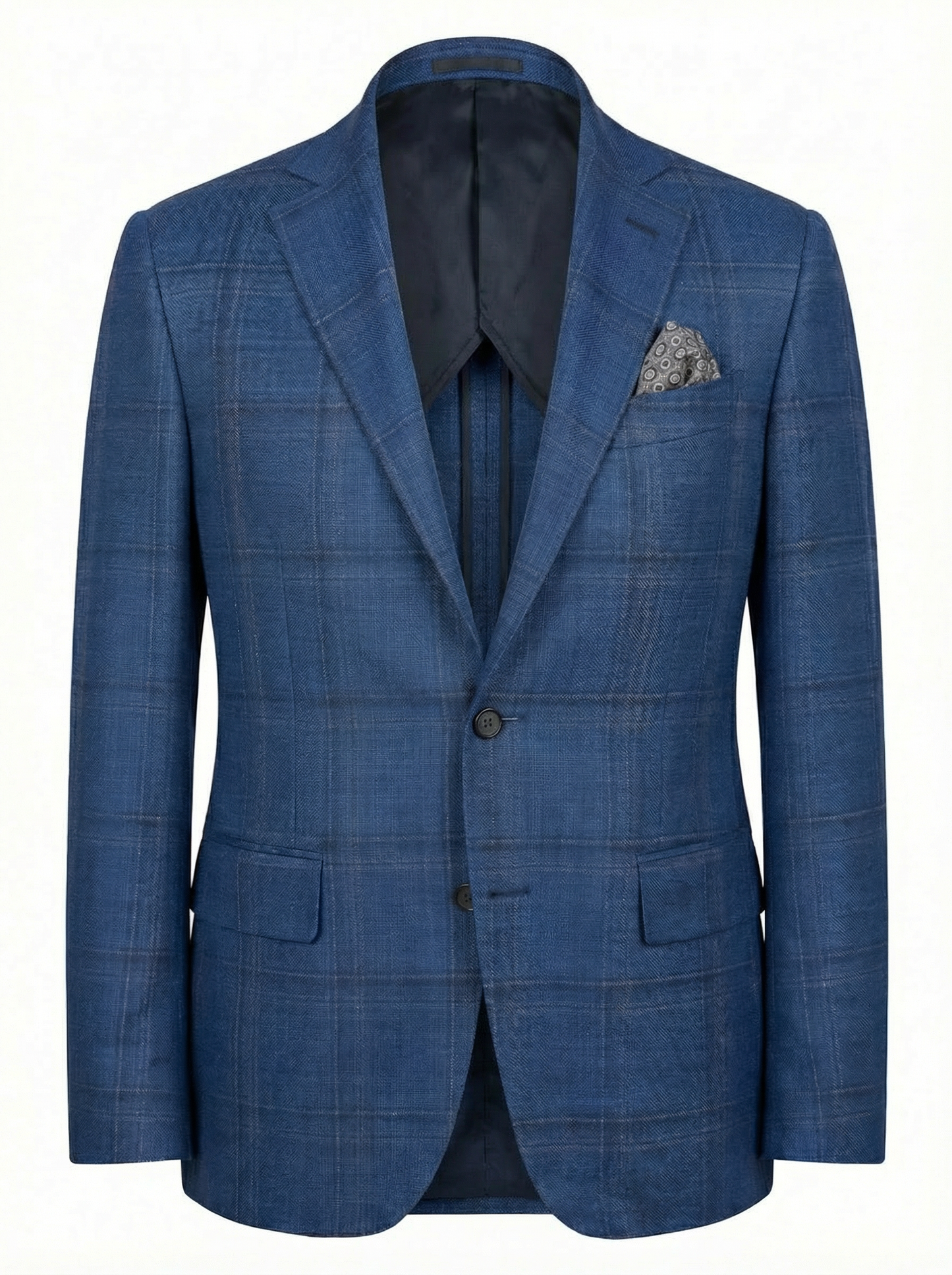 Canali Kei Model Wool, Silk & Linen Sport Coat in Mid Blue with Windowpane