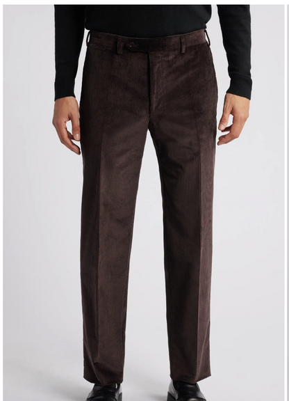 Canali Corduroy Stretch Cotton Pants in Chocolate