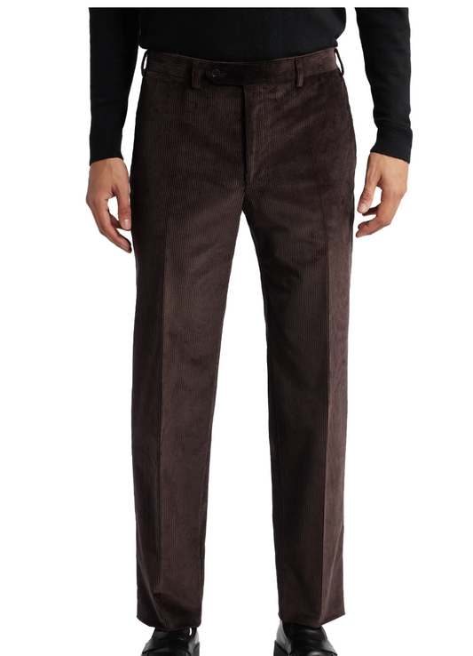 Canali Corduroy Stretch Cotton Pants in Chocolate