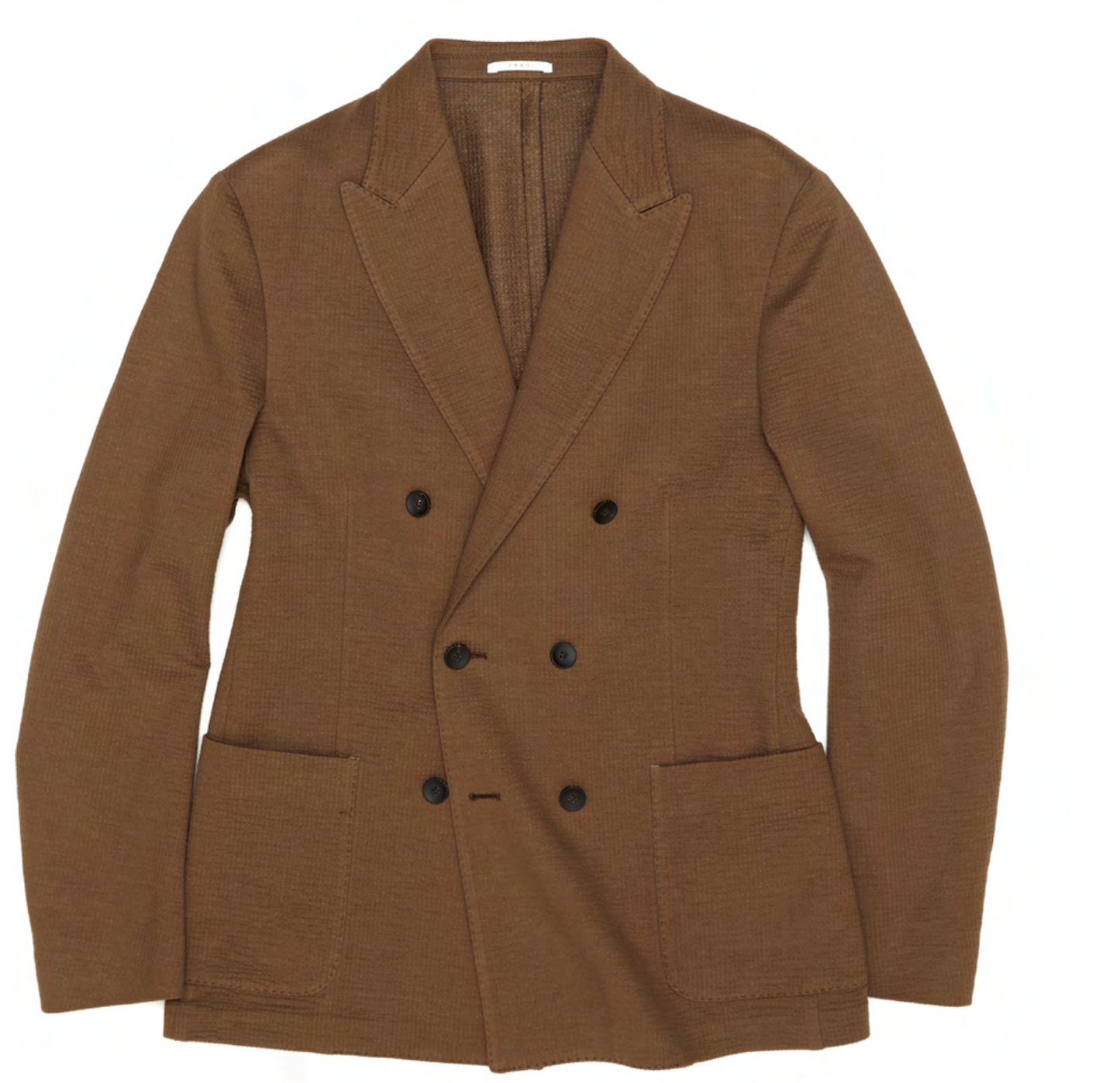 Fradi  Super Light Double Breasted Seer Sucker Jacket in Cotton & Linen -Navy