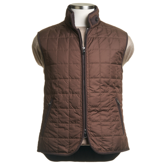 Waterville Water Repellent Quilted Nylon Vest in Chocolate Brown