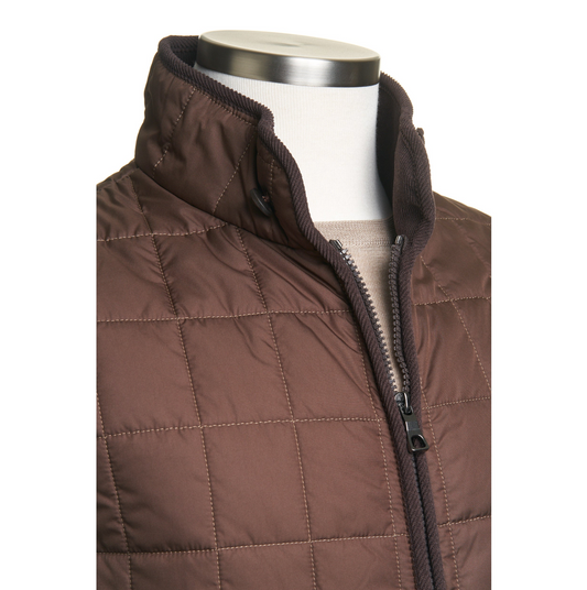 Waterville Water Repellent Quilted Nylon Vest in Chocolate Brown