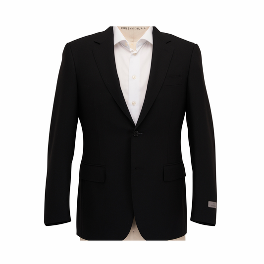 Canali Siena Model Sport Coat in Travel Wool–Black