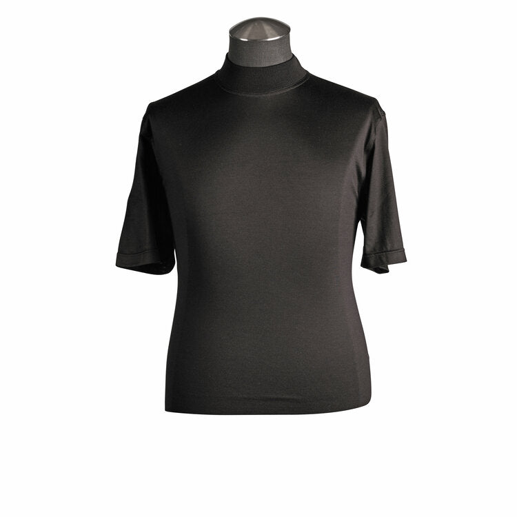 Gran Sasso Silk Mock Neck Shirt in Black