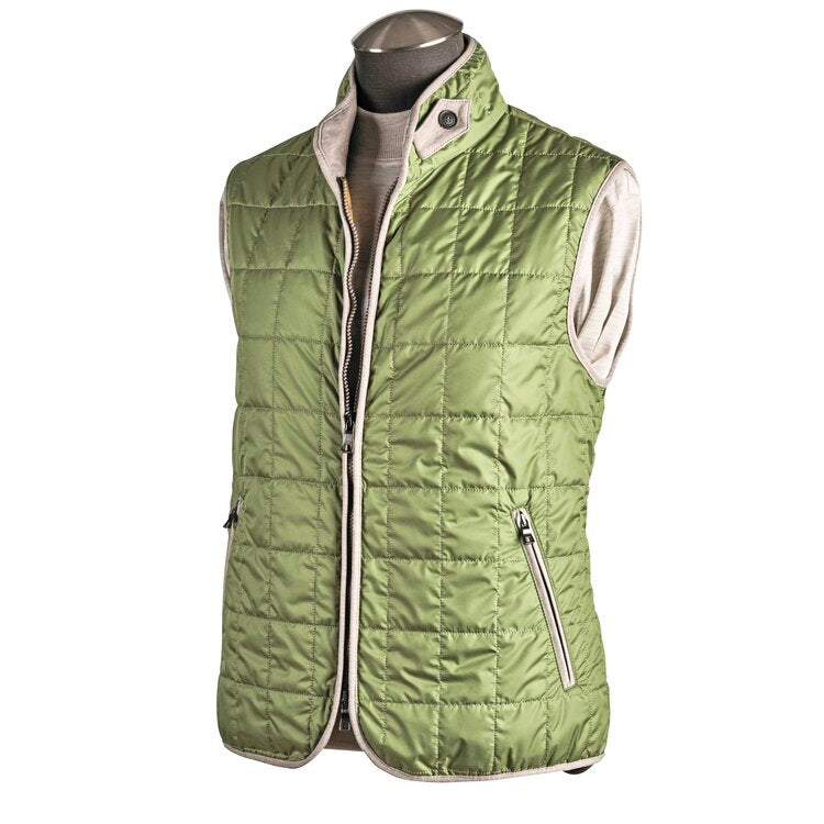 Waterville Water Repellent Quilted Vest in Light Green