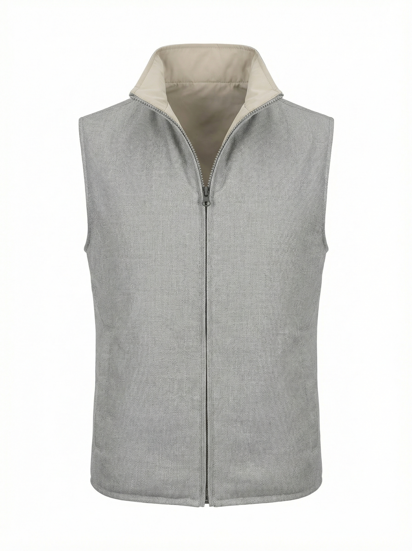 Waterville Silk & Virgin Wool Blend Reversible Vest in Light Grey