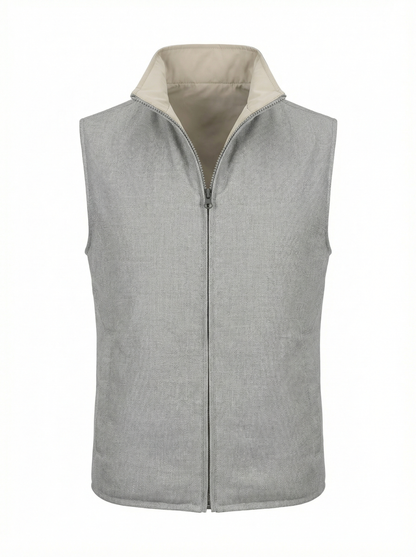 Waterville Silk & Virgin Wool Blend Reversible Vest in Light Grey