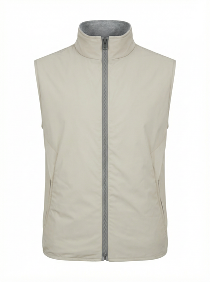 Waterville Silk & Virgin Wool Blend Reversible Vest in Light Grey