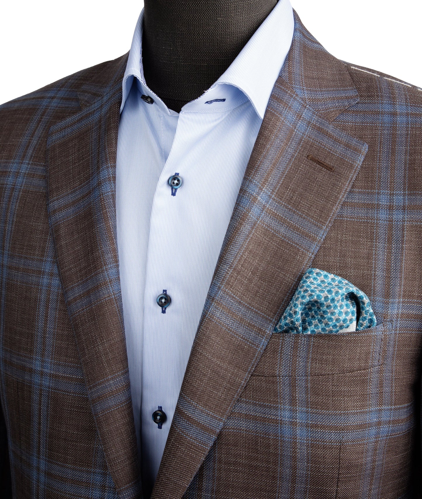 Canali Exclusive Siena Model Sport Coat in Brown and Light Blue