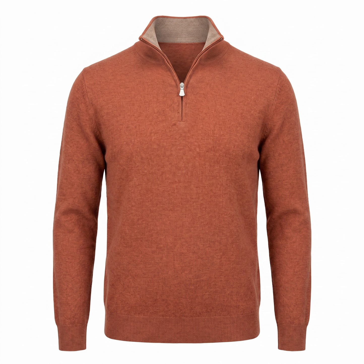 Gran Sasso 100% Cashmere Quarter-Zip Sweater in Orange