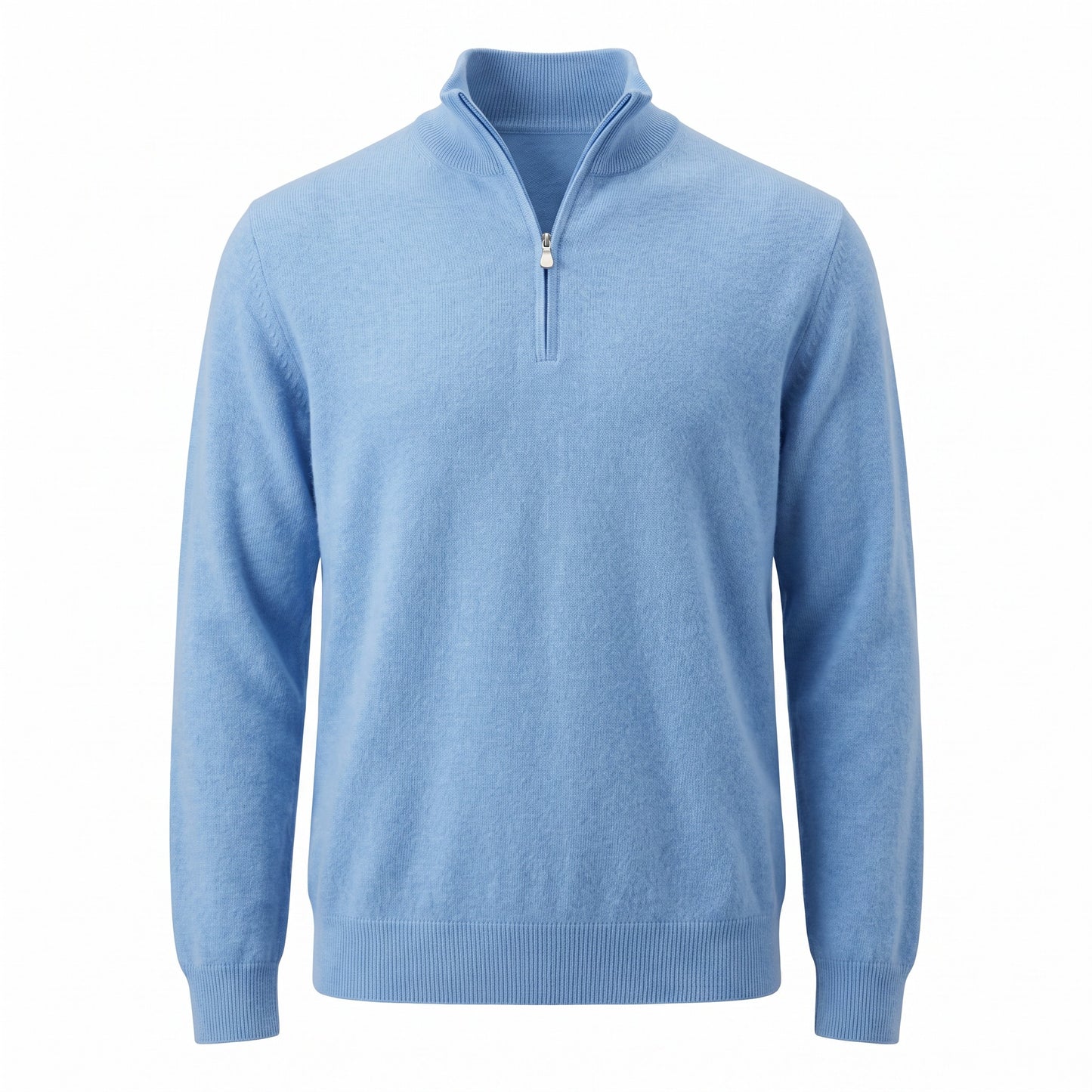 Gran Sasso 100% Cashmere Quarter-Zip Sweater in Light Blue