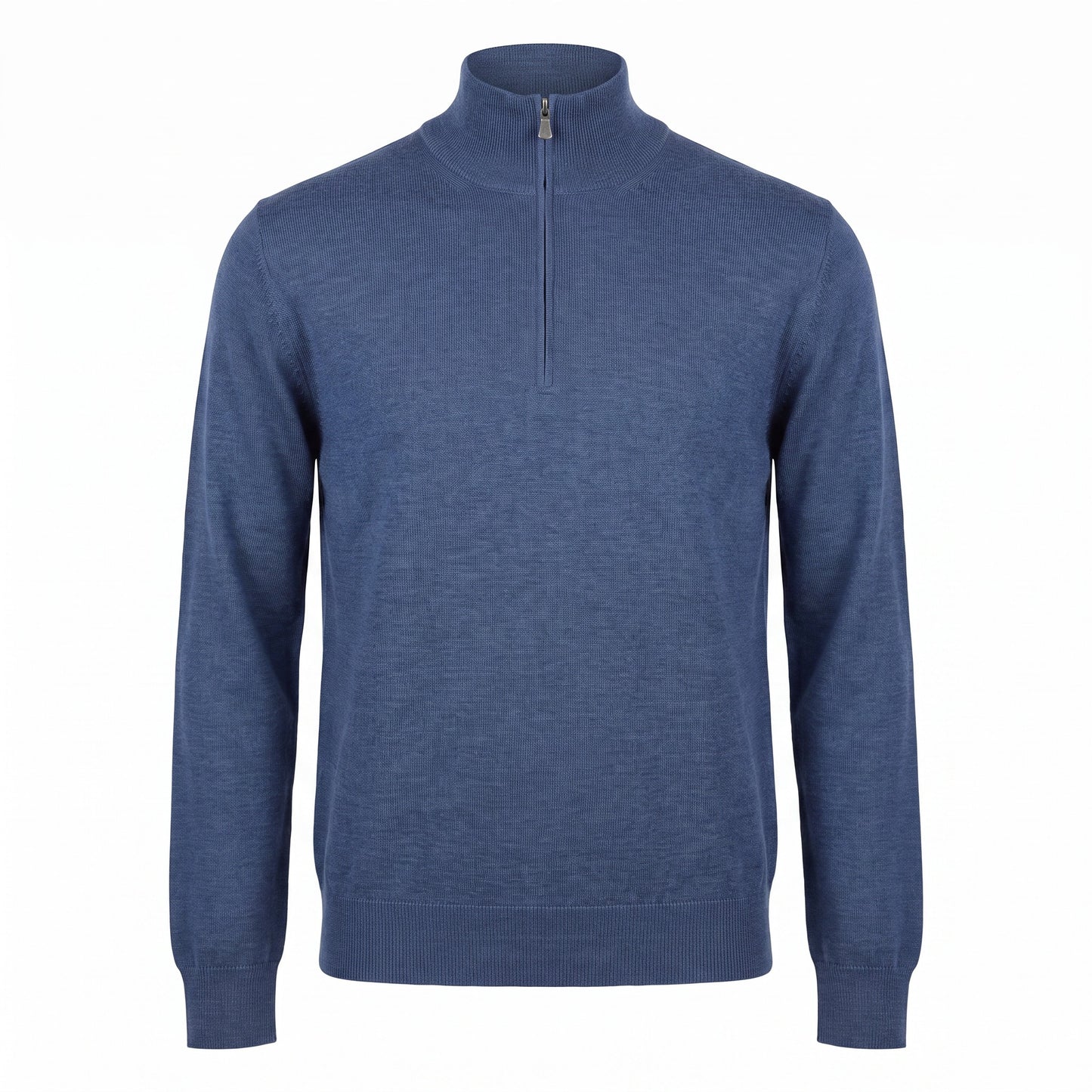 Gran Sasso Extra Fine Merino Wool Quarter-Zip Sweater in Mid Blue