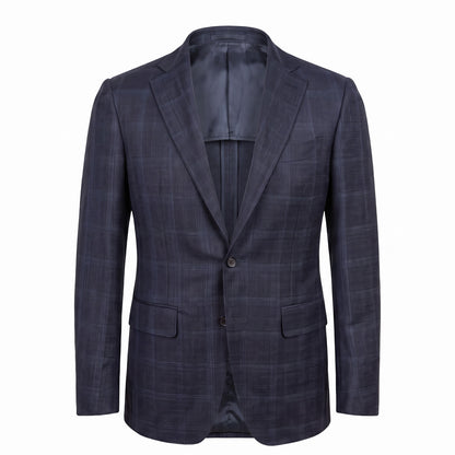 Canali Kei Model Wool Sport Coat in Midnight Plaid