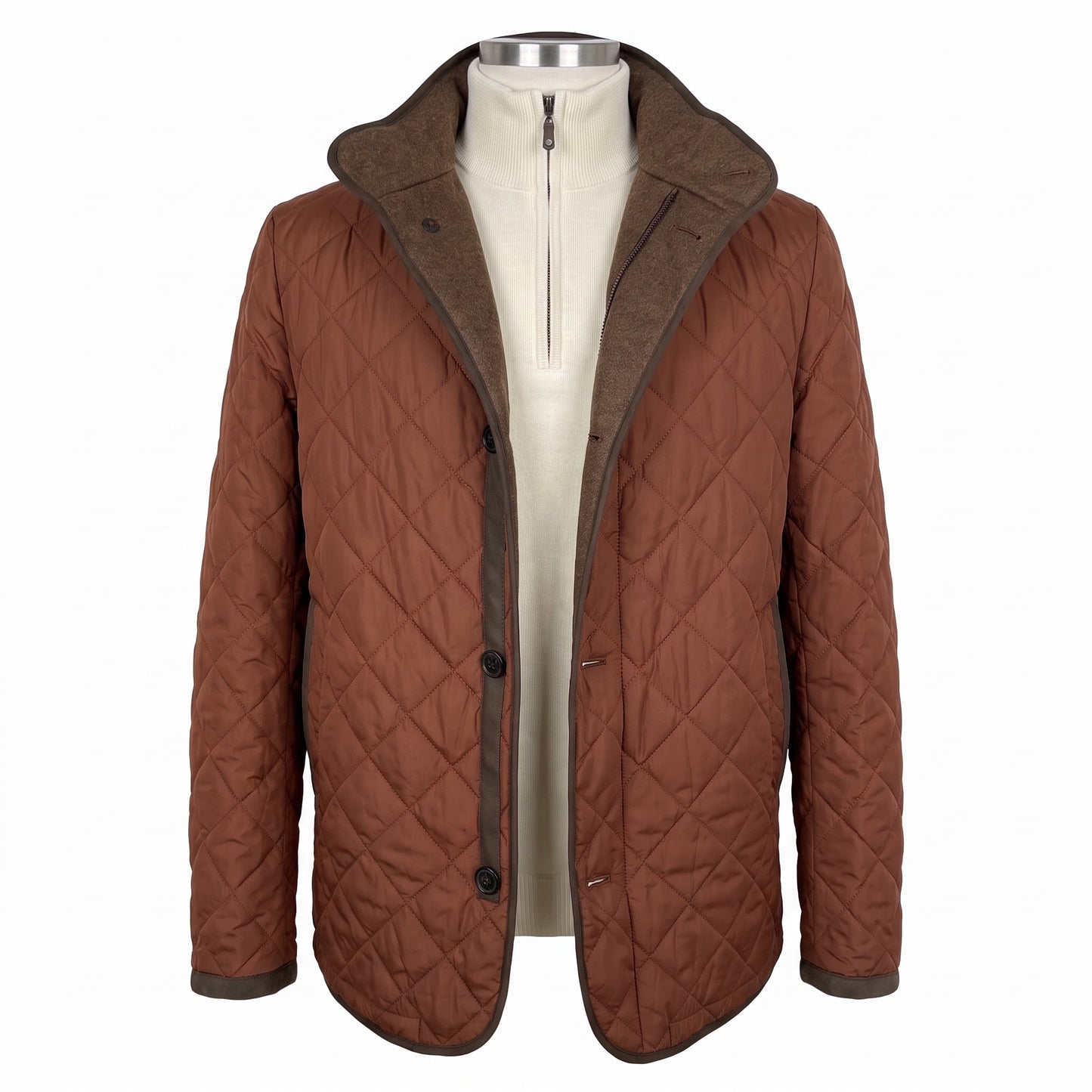 Waterville Nylon Diamond Quilt Car Coat in Burnt Orange