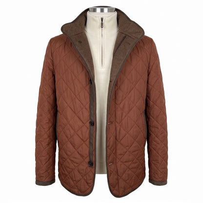 Waterville Nylon Diamond Quilt Car Coat in Burnt Orange
