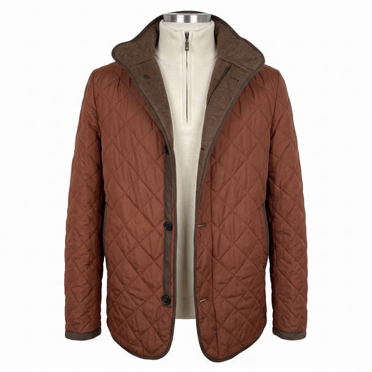 Waterville Nylon Diamond Quilt Car Coat in Burnt Orange