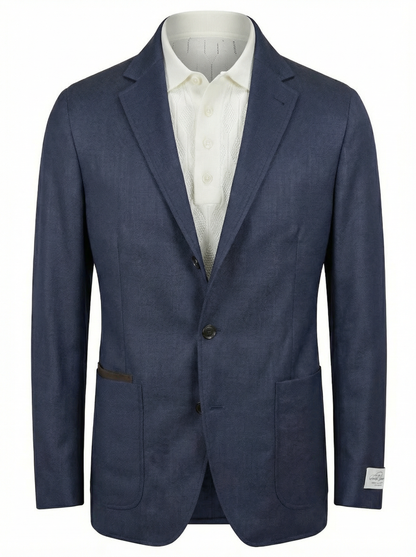 Belvest Jacket-in-the-Box Travel Sport Coat Stand-Collar (Mandarin-Style) in Navy