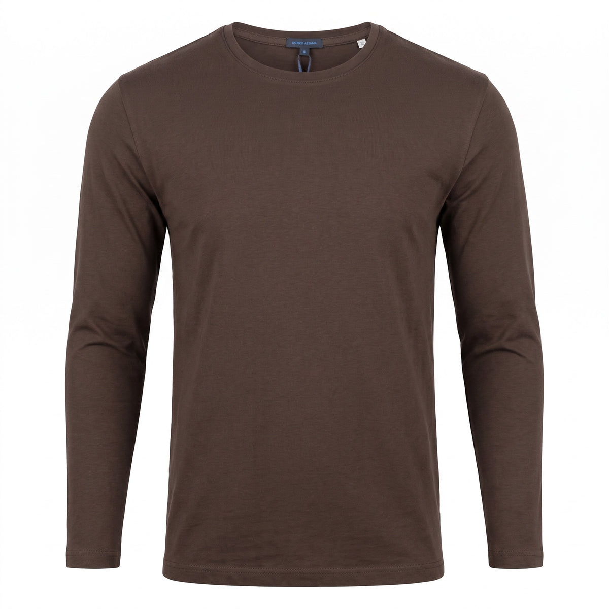 Patrick Assaraf Crew LS T-Shirt in Dark Chocolate