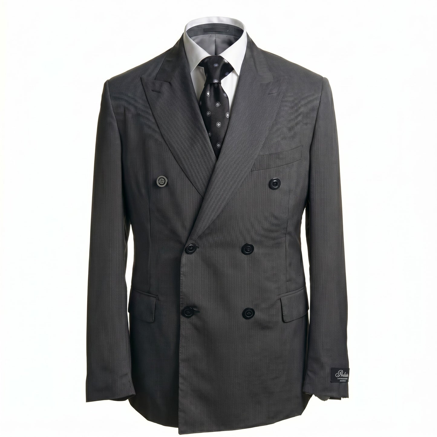 Belvest Super 130’s Wool Double-Breasted Suit in Mid Gray