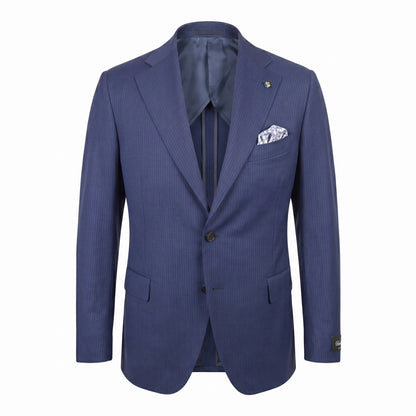 Belvest Super 110’s Wool Suit in Blue Pinstripe