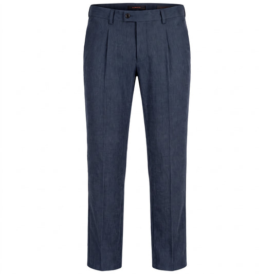 Alberto Lou Wool Striped Flannel Pants in Navy Blue
